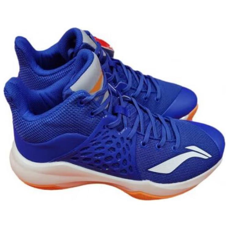 Li Ning SONIC 7 Cushioning Slip Resistant Abrasion Resistant Mid top Basketball Shoes Men’s Blue White