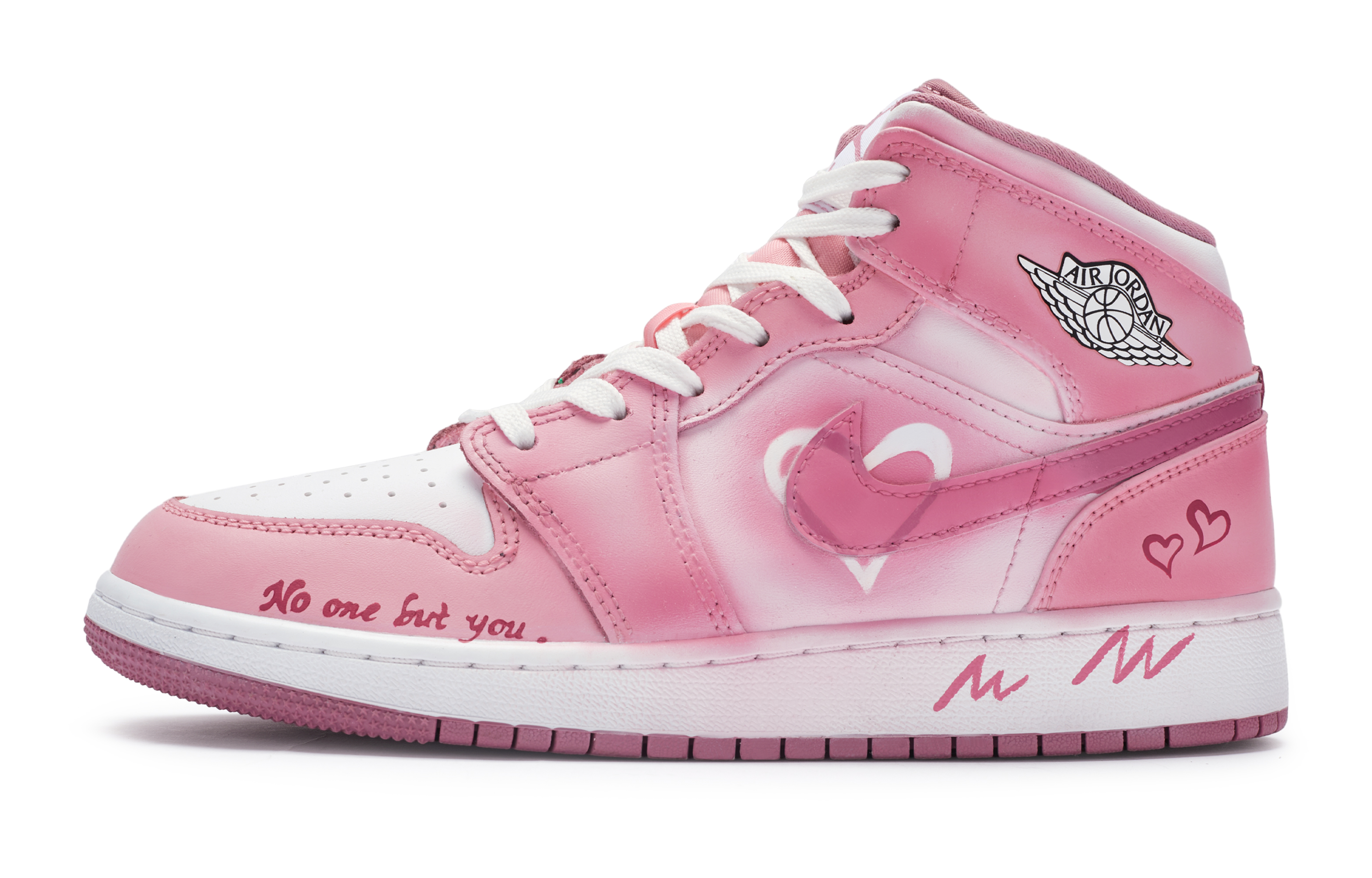 Jordan Air Jordan 1 811 Manufacturing, Love Grows Deeper Mid top Vintage Basketball Shoes Women's Pink White
