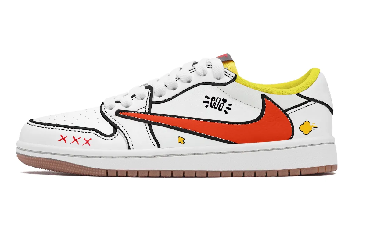 Travis Scott x Jordan Air Jordan 1 White Travis Scott X AJ1 Low Cow Leather Low top Vintage Basketball Shoes Unisex
