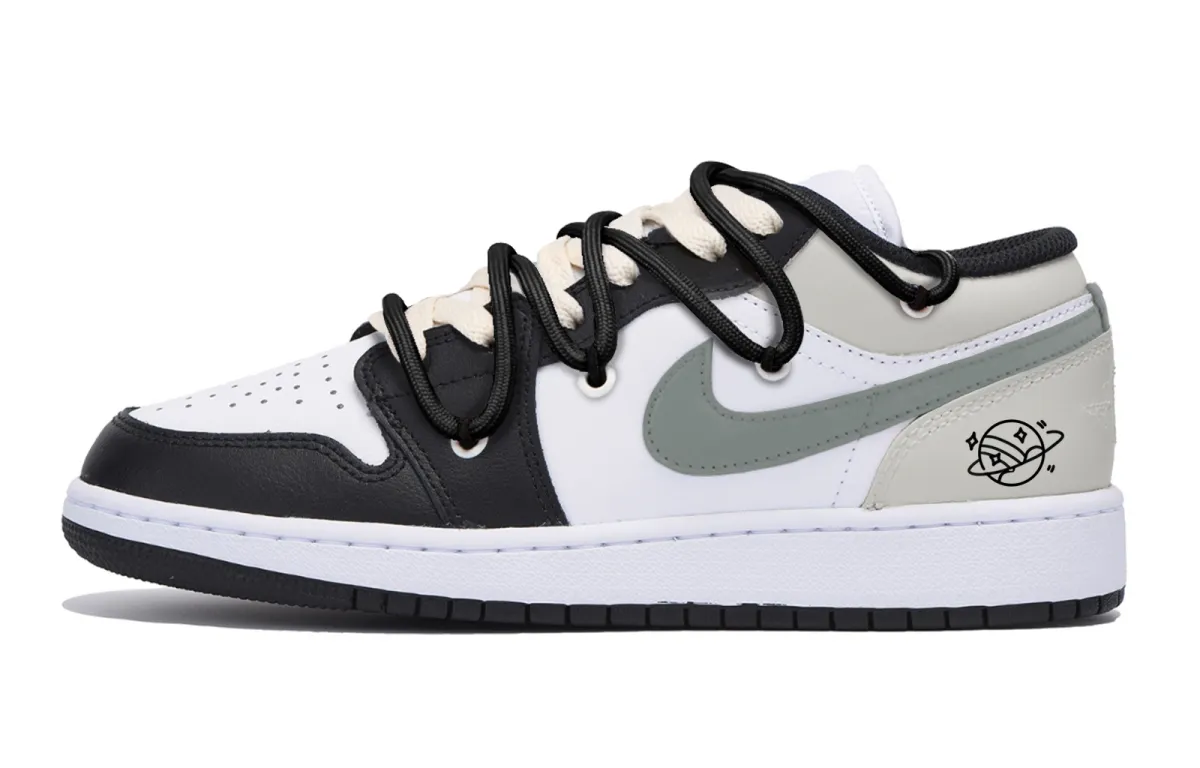 Jordan Air Jordan 1 Puppy Fragment Low top Vintage Basketball Shoes Men's Black Gray