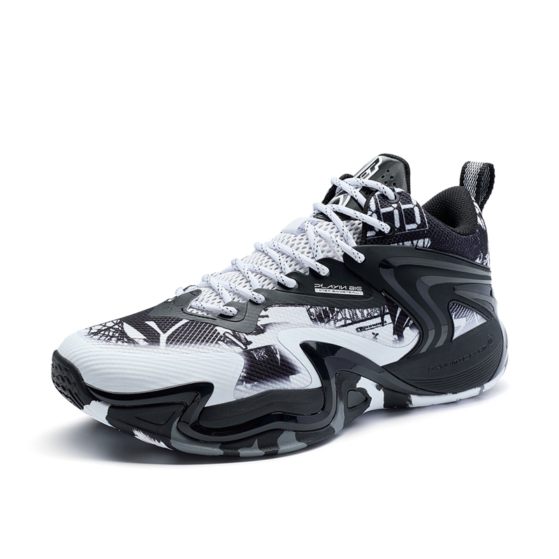 XTEP Cushioning, Wear Resistant Low top Basketball Shoes Men’s Black White