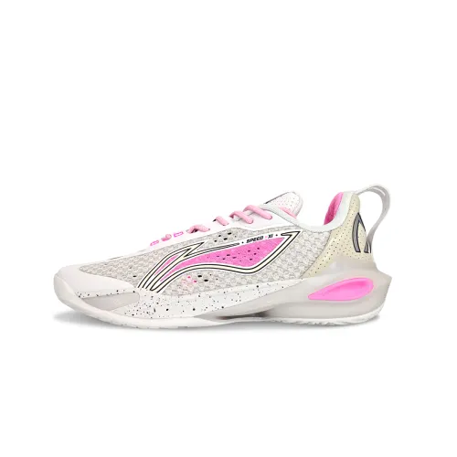 Li Ning Speed 11 Cushioning Slip Resistant Abrasion Resistant Low top Basketball Shoes Men's White Pink