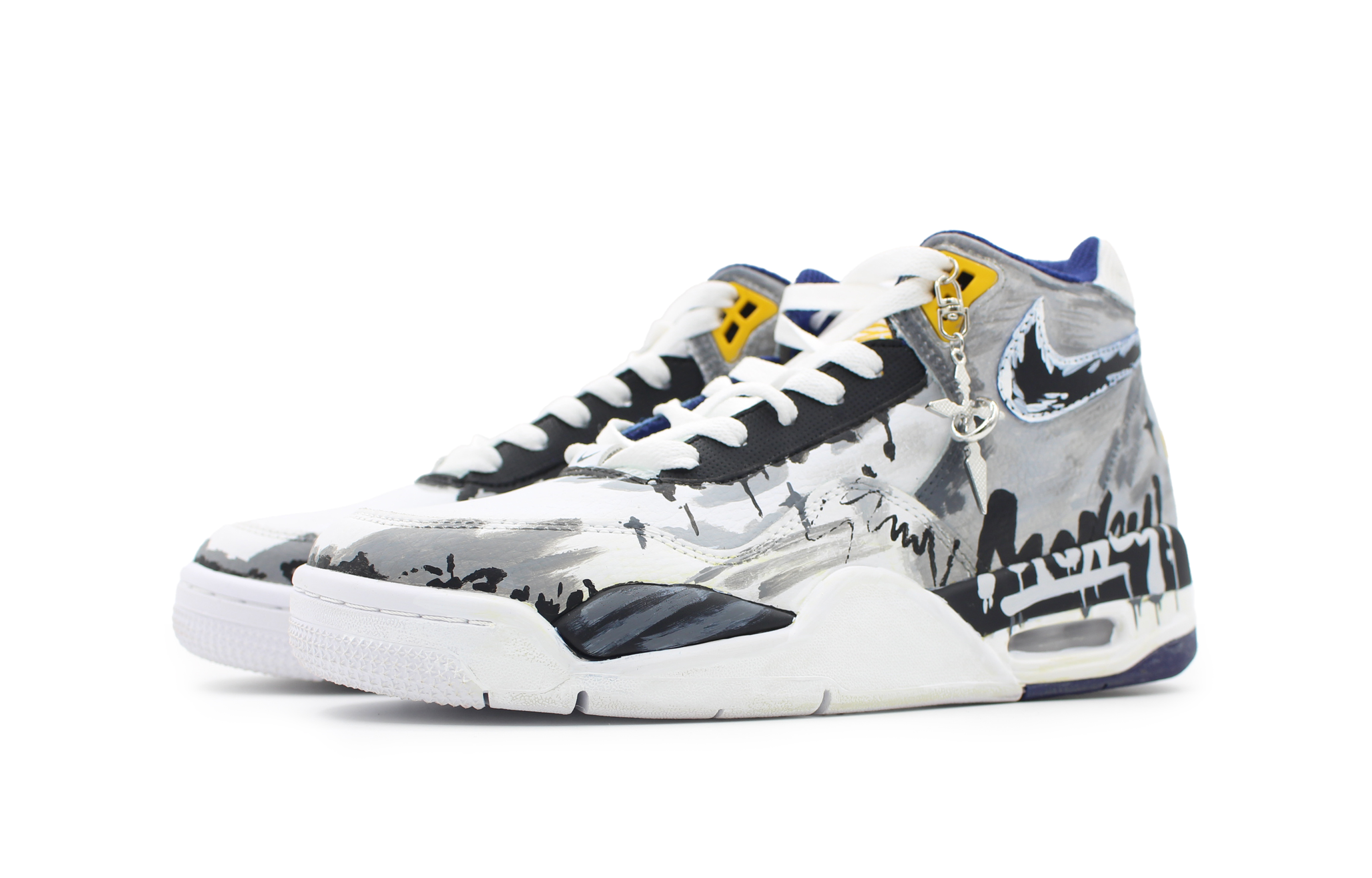 Nike Flight Legacy Moon Shadow Galaxy Trendy Abrasion Resistant Mid top Vintage Basketball Shoes Men’s Gray