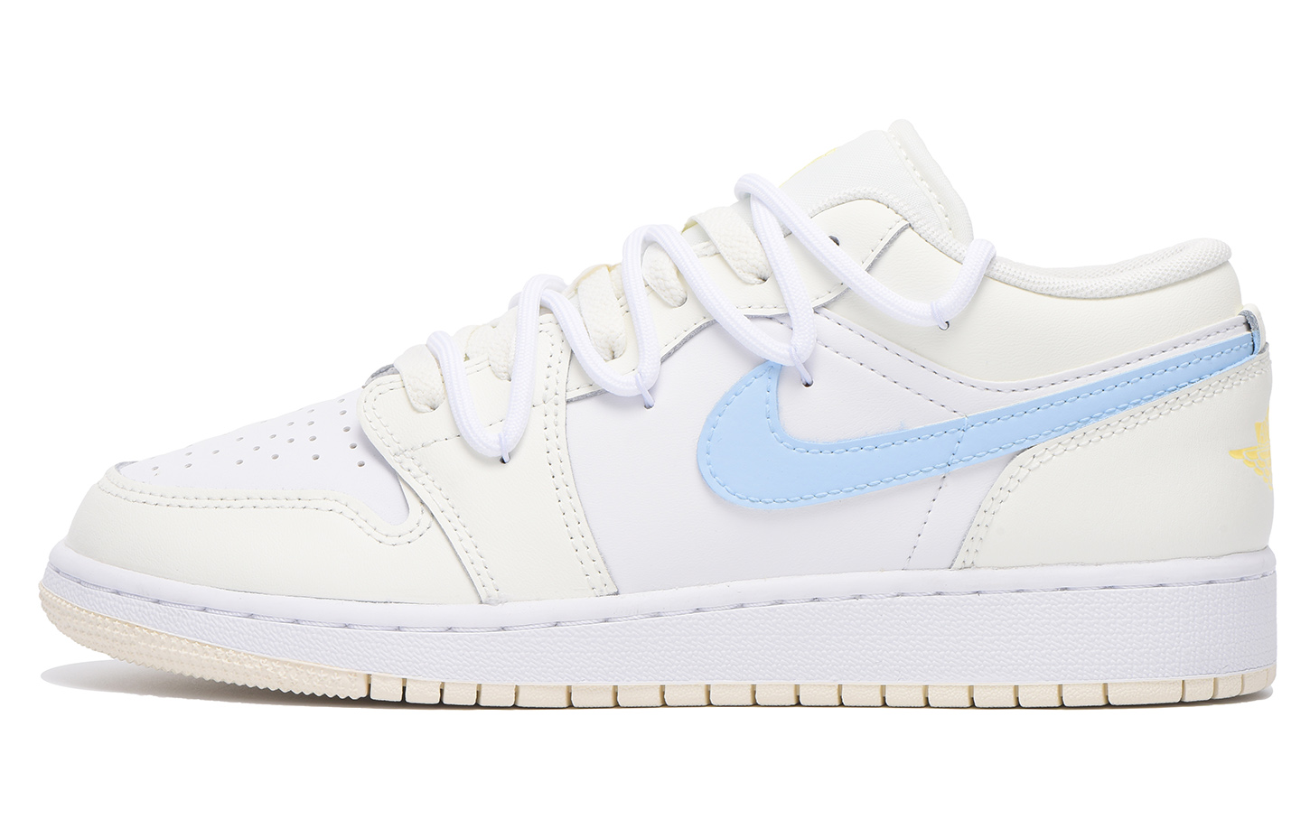 Jordan Air Jordan 1 Chestnut Slip Resistant Coverage Low top Vintage Basketball Shoes GS Yellow Blue
