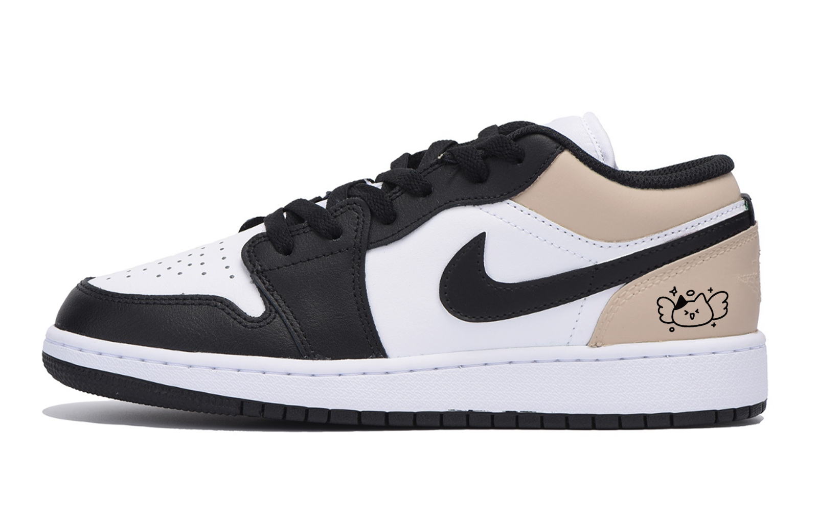 Jordan Air Jordan 1 Puppy Fragment Slip Resistant Abrasion Resistant Low top Vintage Basketball Shoes Men's Black Brown