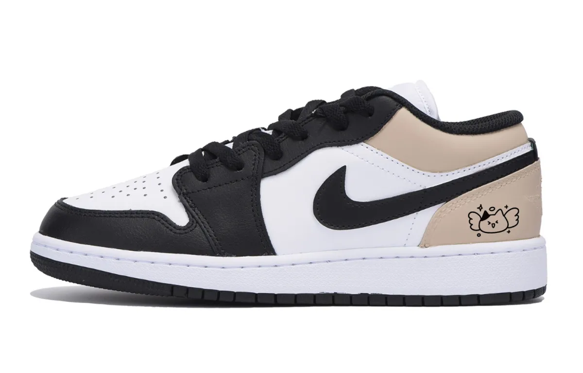 Jordan Air Jordan 1 Puppy Fragment Slip Resistant Abrasion Resistant Low top Vintage Basketball Shoes Men's Black Brown