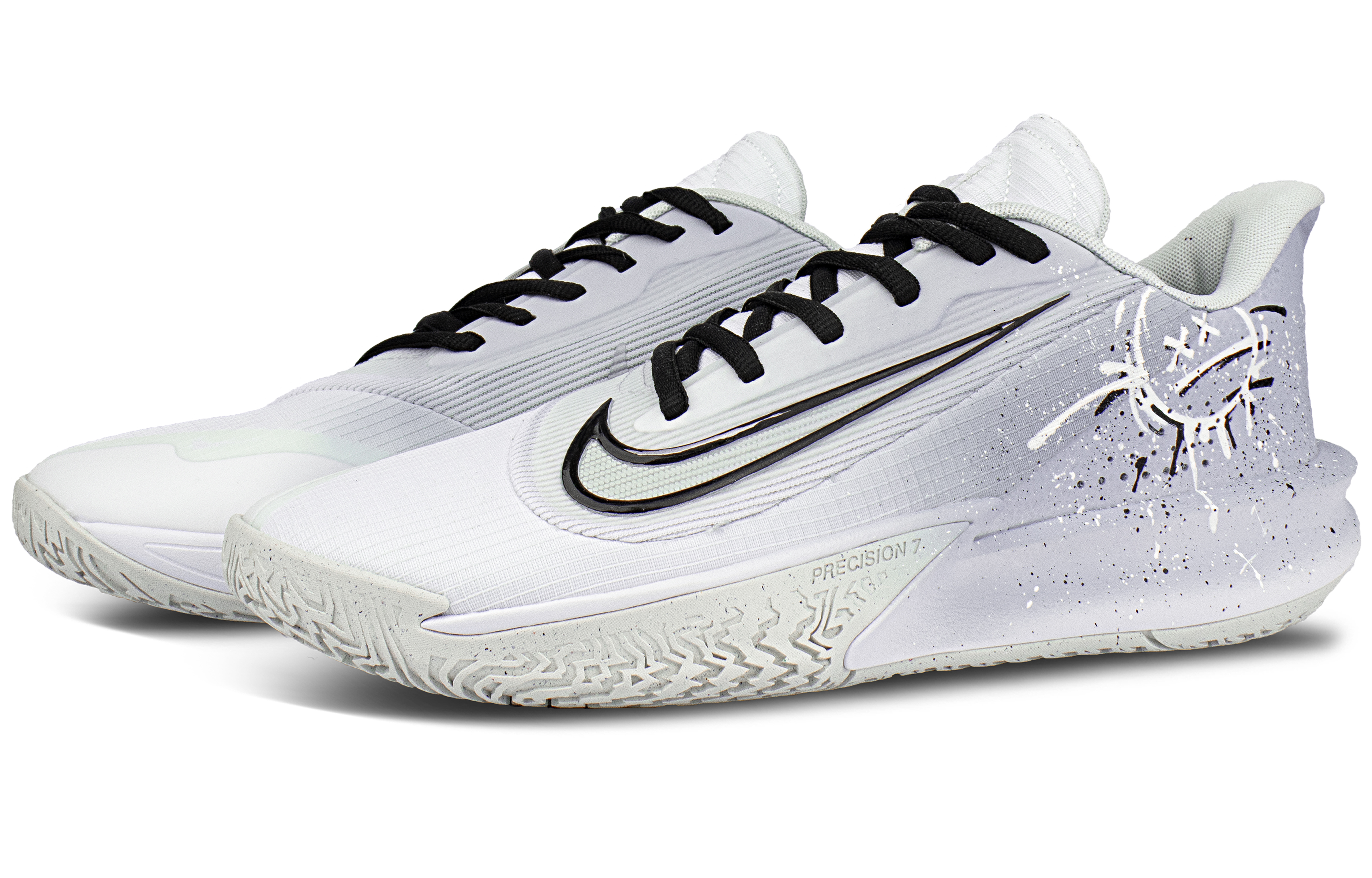 Nike Precision 7 Comfortable Mesh Low top Basketball Shoes Unisex White Purple