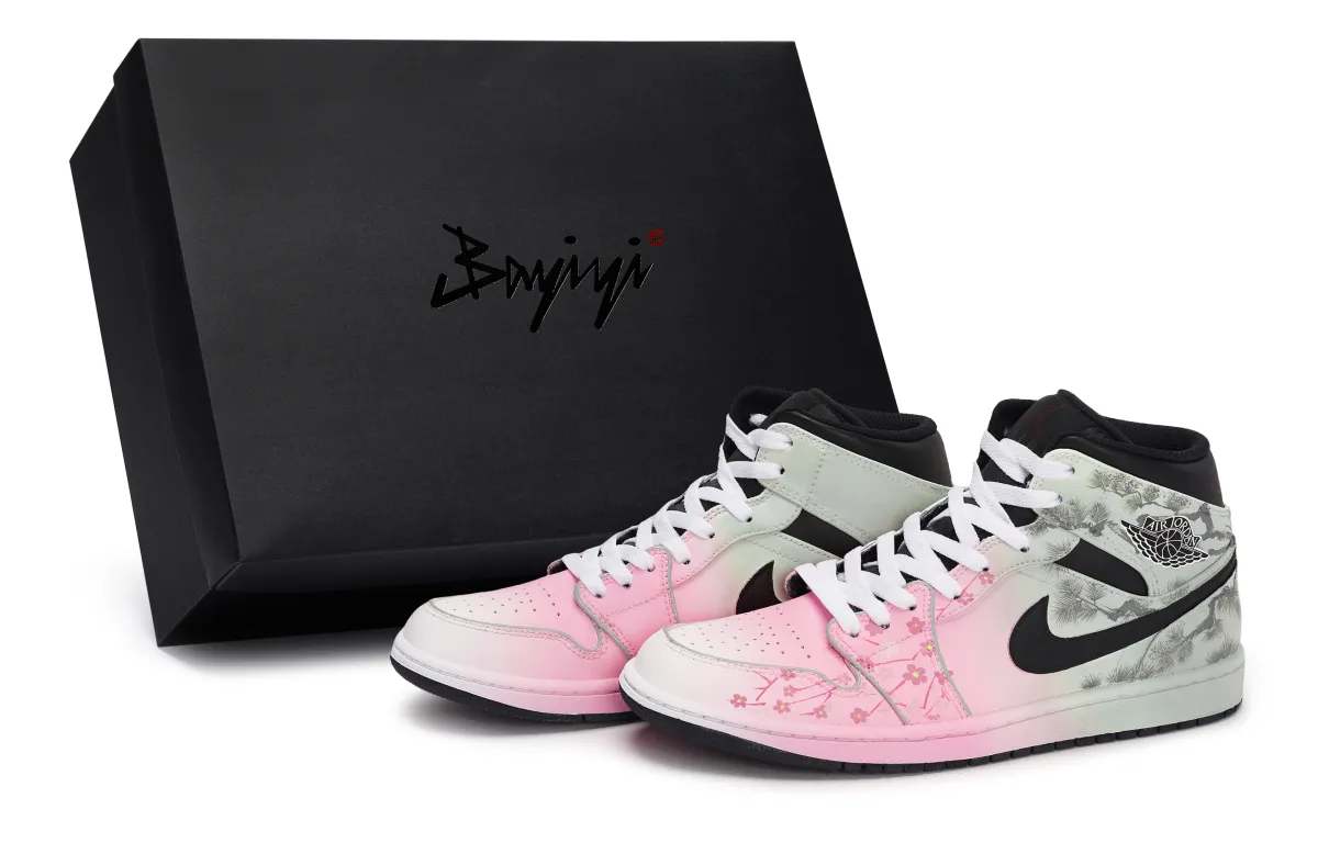 Jordan Air Jordan 1 Mid top Vintage Basketball Shoes Unisex Pink