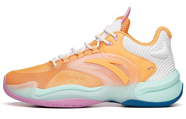 Anta Hear Wave 3 Cushioning Slip Resistant Mid top Basketball Shoes Men's Yellow Orange