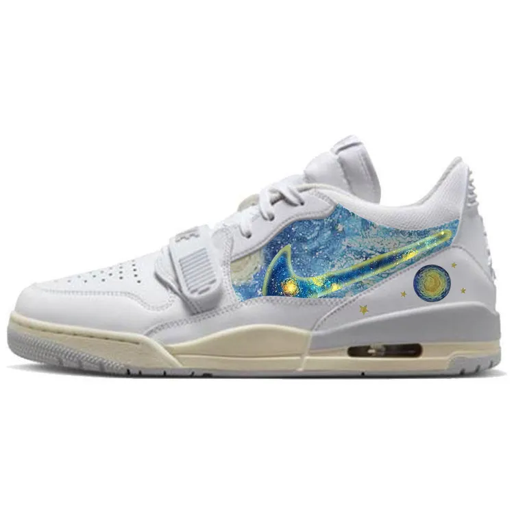 Jordan Legacy 312 Cushioning Slip Resistant Low top Vintage Basketball Shoes Men's White Blue