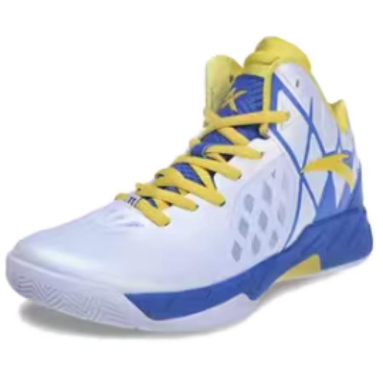 Anta Thompson KT Basketball Slip Resistant Abrasion Resistant High top Basketball Shoes Men’s White Blue Yellow