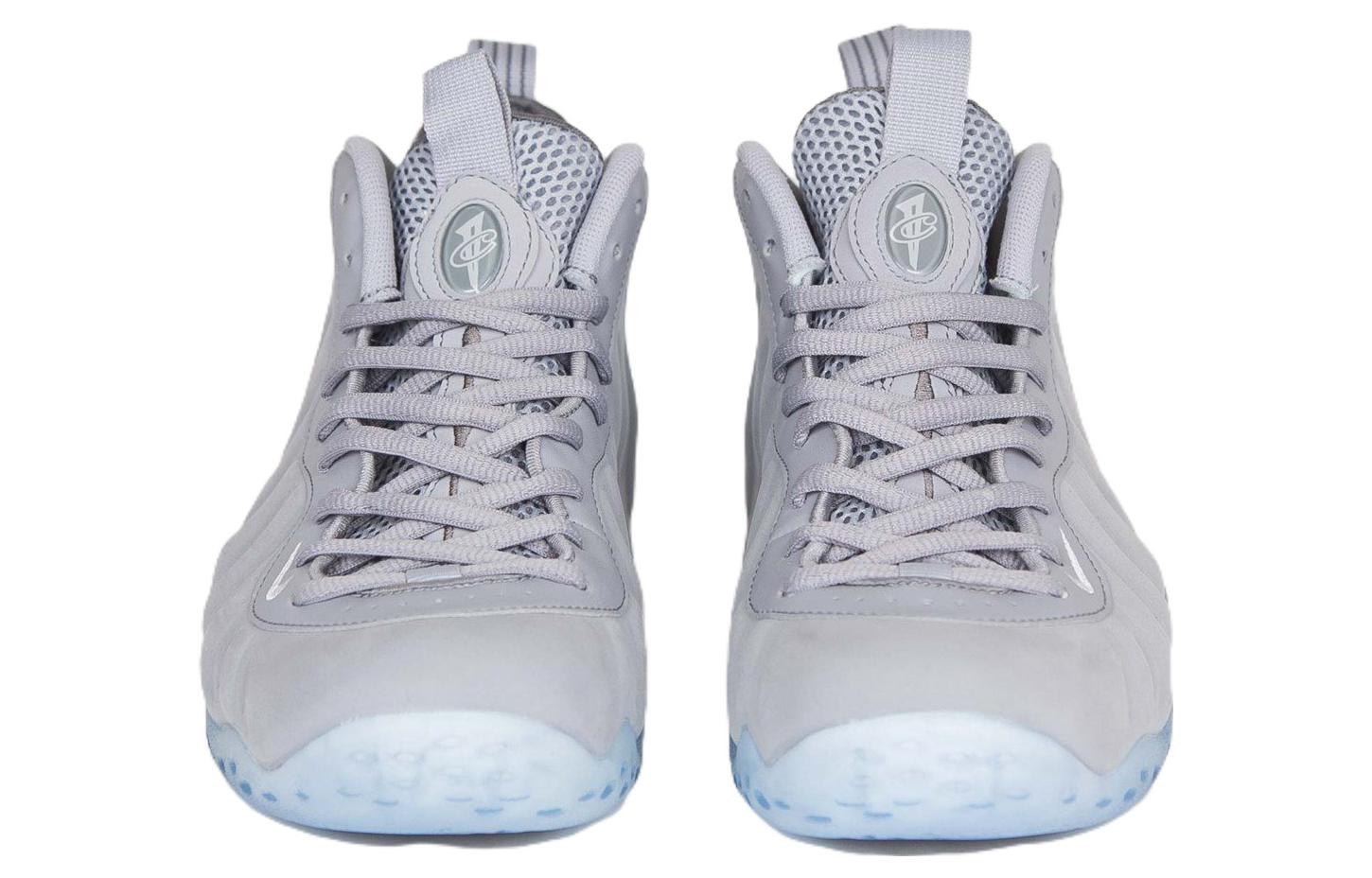 Мужские кроссовки Nike Foamposite One Wolf Grey Suede (серебряные) — 狼灰/白/狼灰/黑 — фото 3