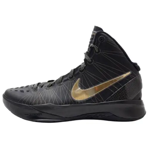 Nike Hyperdunk 2011 Elite (Away) round toe lace-up non-slip wear-resistant mid-top basketball shoes men's black gold