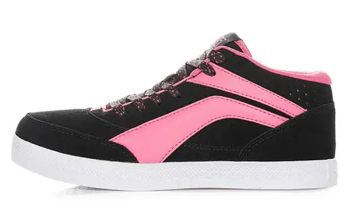 Li Ning Comfortable Coverage Thermal Slip Resistant Mid top Skateboard Shoes Women's Black Pink