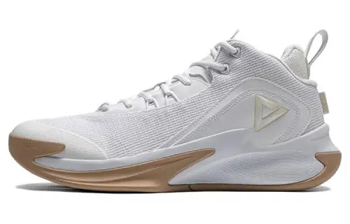 PEAK Triumph 1.0 Slip Resistant Abrasion Resistant Mid top Basketball Shoes Men's White Brown