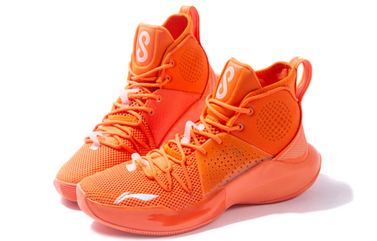 Li Ning SONIC 8 High top Slip Resistant Abrasion Resistant Basketball Shoes Men’s Carrot Orange