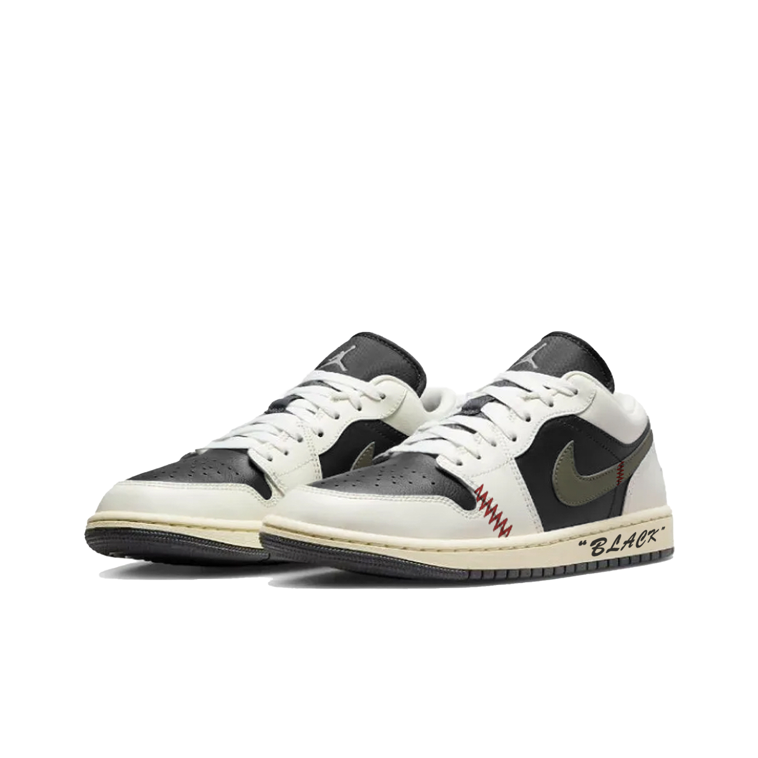 Jordan Air Jordan 1 Slip Resistant, Abrasion Resistant, Breathable Low top Vintage Basketball Shoes Unisex Black Green