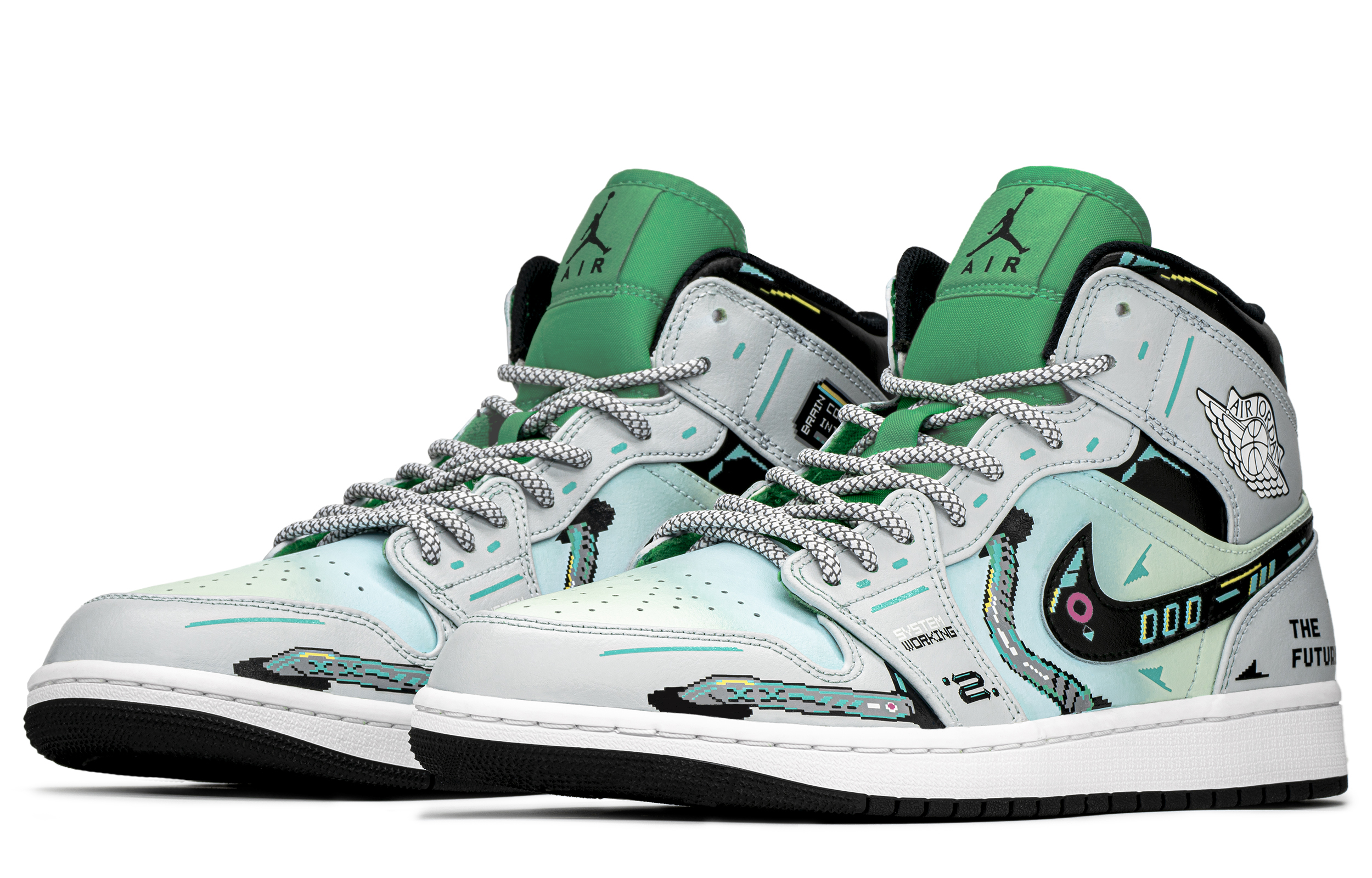 Jordan Air Jordan 1 Slip Resistant Slip Resistant High top Vintage Basketball Shoes Men’s Blue Green