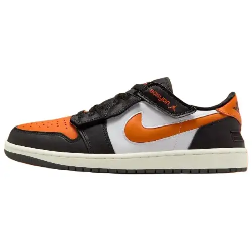 Jordan Air Jordan 1 Slip Resistant Abrasion Resistant Low top Vintage Basketball Shoes Men's Black Orange