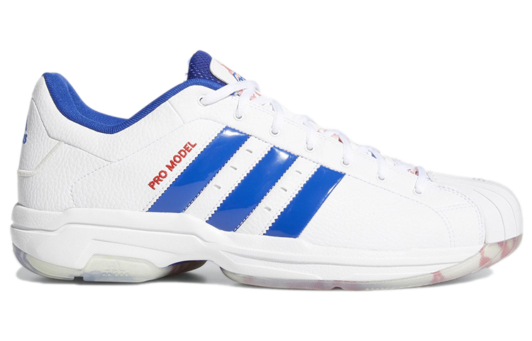 Мужские кроссовки adidas PRO Model 2G Low (бело-синие) — Белый / синий — фото 2