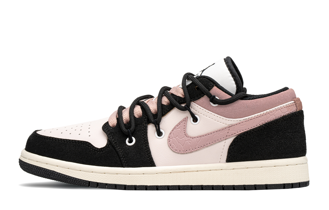 Jordan Air Jordan 1 Height Increasing Height Increasing Low top Vintage Basketball Shoes Women's Black Pink GS
