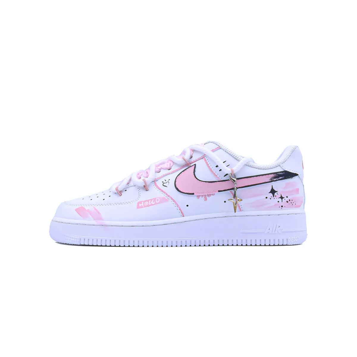 Nike Air Force 1 Singularity, Confession Graffiti Low top Skateboard Shoes Unisex White Pink