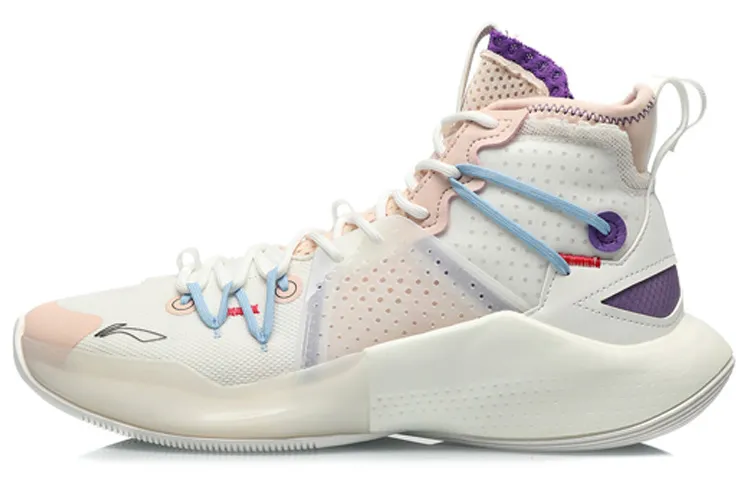 Li Ning SONIC 8 Slip Resistant Abrasion Resistant High top Basketball Shoes Men's Pink White