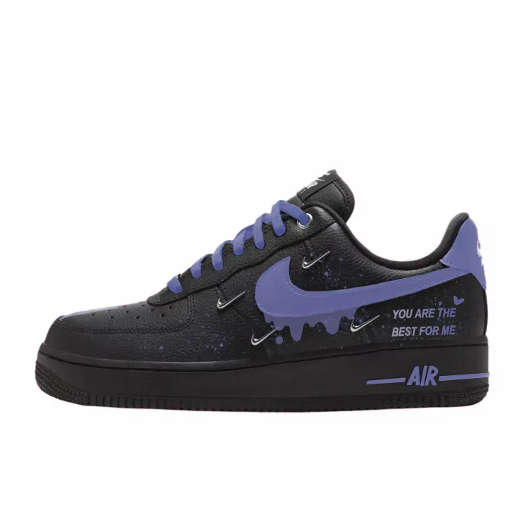 Nike Air Force 1 Abrasion Resistant Low top Skateboard Shoes Women's Black Purple