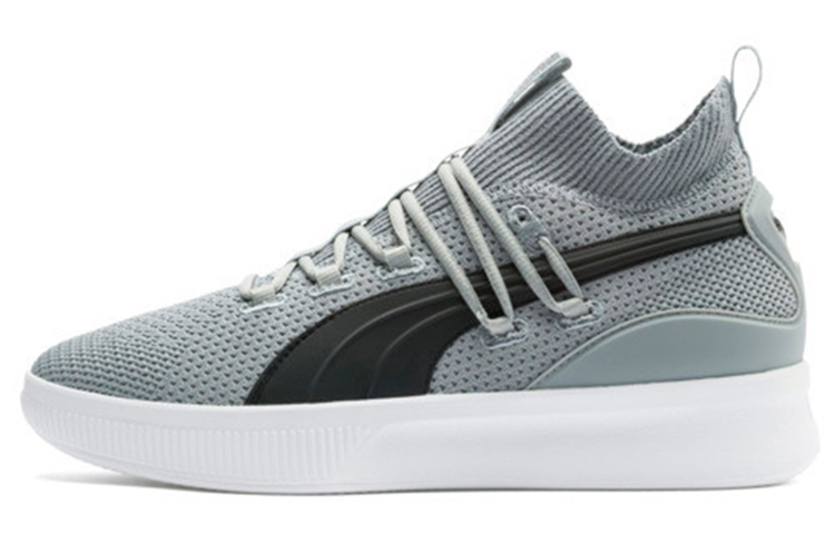 PUMA Clyde Court Core Slip Resistant, Abrasion Resistant, Lightweight Mid top Basketball Shoes Men's Light Gray