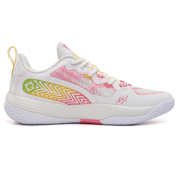 RIGORER Cutting Basketball Shoes Unisex Low Top Precision White/Lemon/Peach Pink