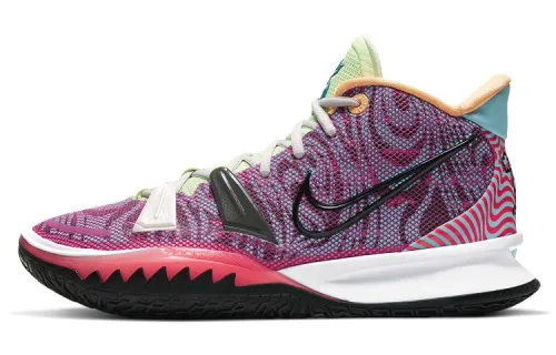 Nike Kyrie 7 Creator Irving Creator Synthetic Leather Shoes Shoes, Anti-slip and Wear Resistant Middle-top Practical Basketball Shoes Men and Women Same Model Purple Red Foreign Version
