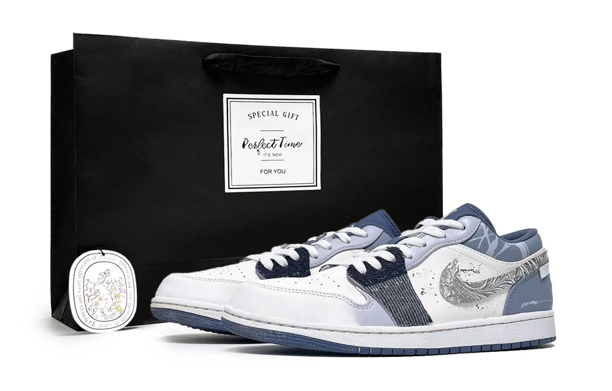 Jordan Air Jordan 1 Abrasion Resistant Low top Vintage Basketball Shoes Men's Blue White