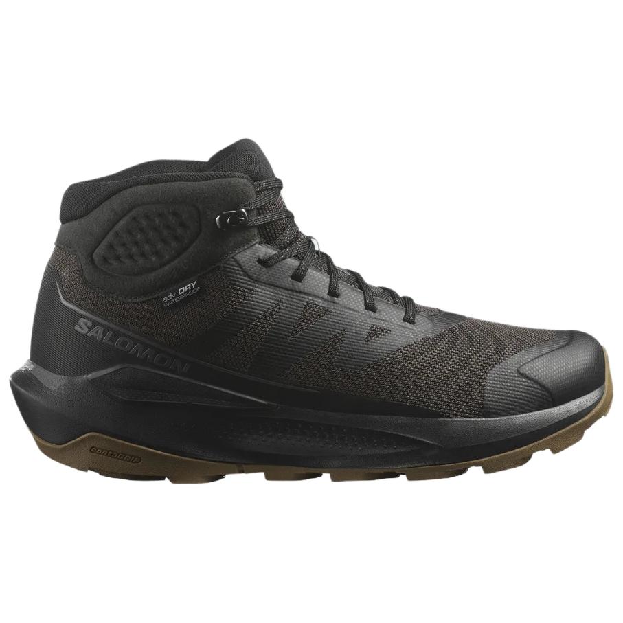 SALOMON Slip Resistant Abrasion Resistant Mid top Hiking Shoes Men’s Black Brown