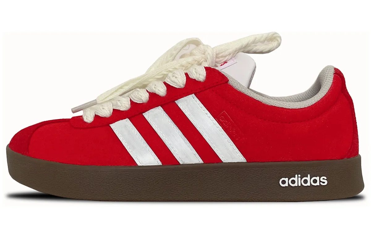 Adidas Vl Court Classic Slip Resistant, Abrasion Resistant, Lightweight Low top Skateboard Shoes Unisex Red White