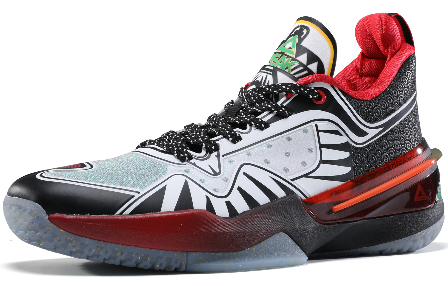 PEAK Flash 3 Cushioning Anti-Slip Wear-Resistant Coverage Support Rebound Mid-Top Taichi Basketball Shoes Black White