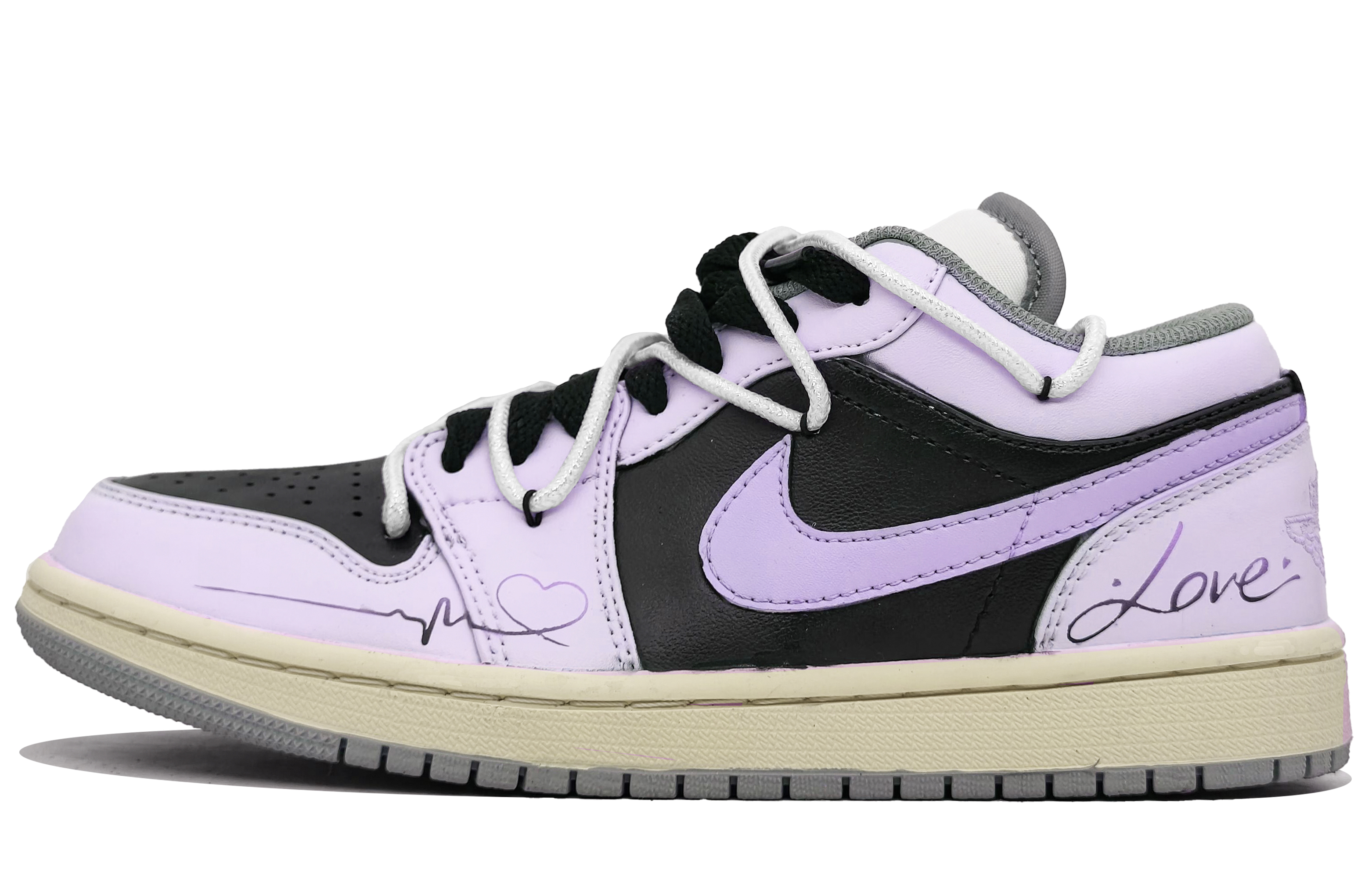 Jordan Air Jordan 1 Cushioning Low top Vintage Basketball Shoes Unisex Romantic Purple