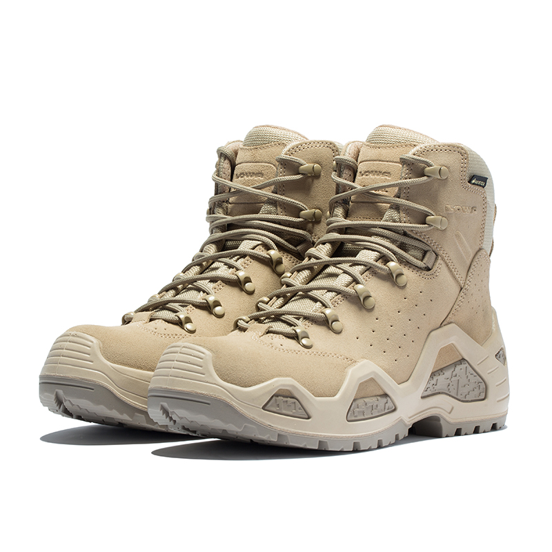 Lowa Z 6S Cow Leather, Textile Slip Resistant, Waterproof, And Breathable High top Hiking Shoes Men’s Sand