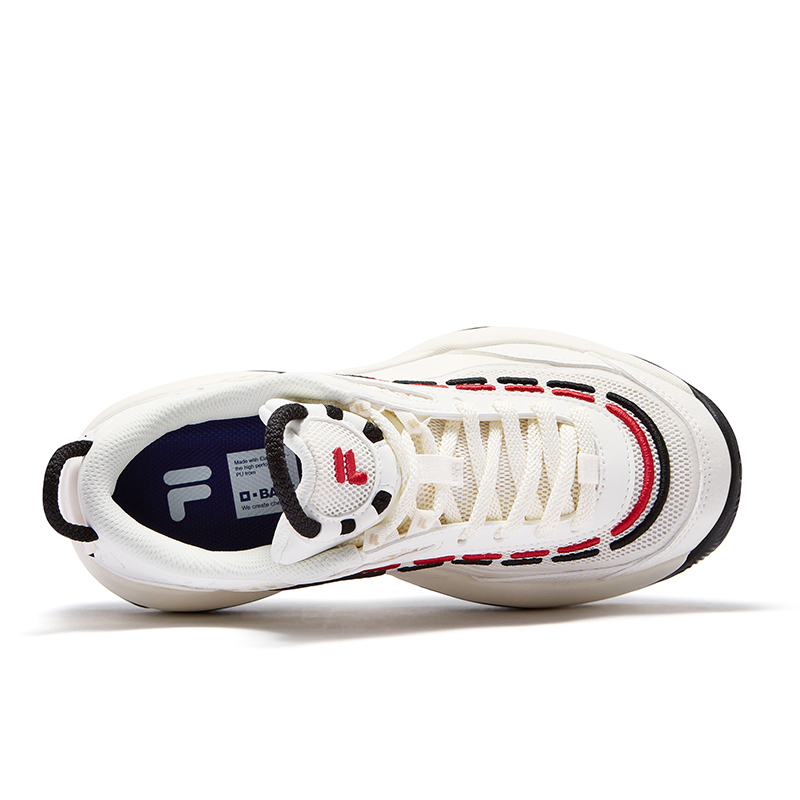 FILA FUSION FIRE Flame Shoes Fashion Coverage Low top Vintage Basketball Shoes Women’s White Black