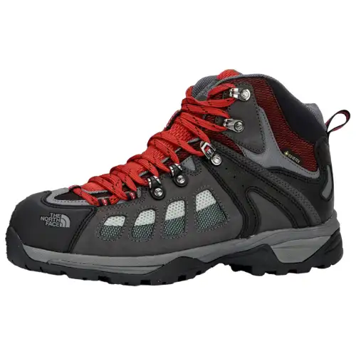 THE NORTH FACE Non Slip And Waterproof Mid top Hiking Shoes Unisex Gray Black Red