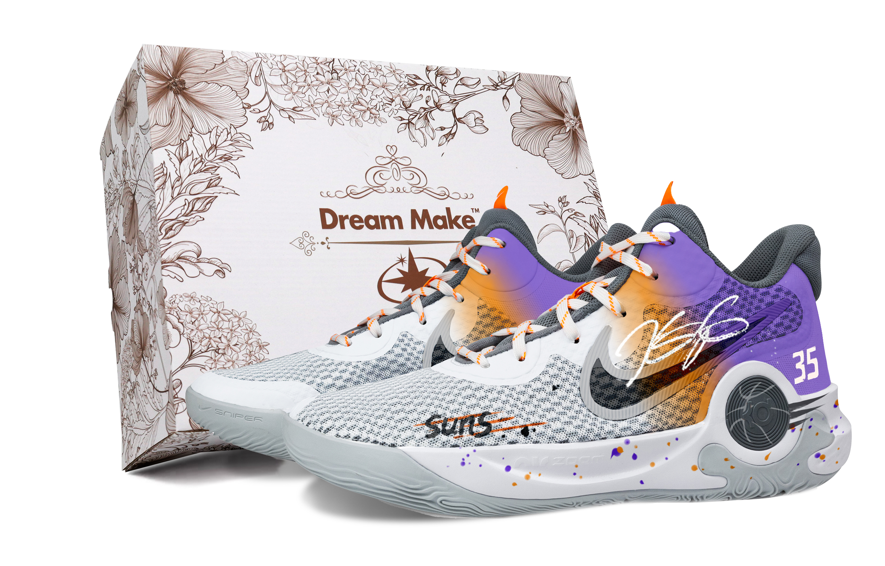 Nike KD Trey 5 IX Basketball Shoes Unisex Mid Top White/Orange/Gray/Purple