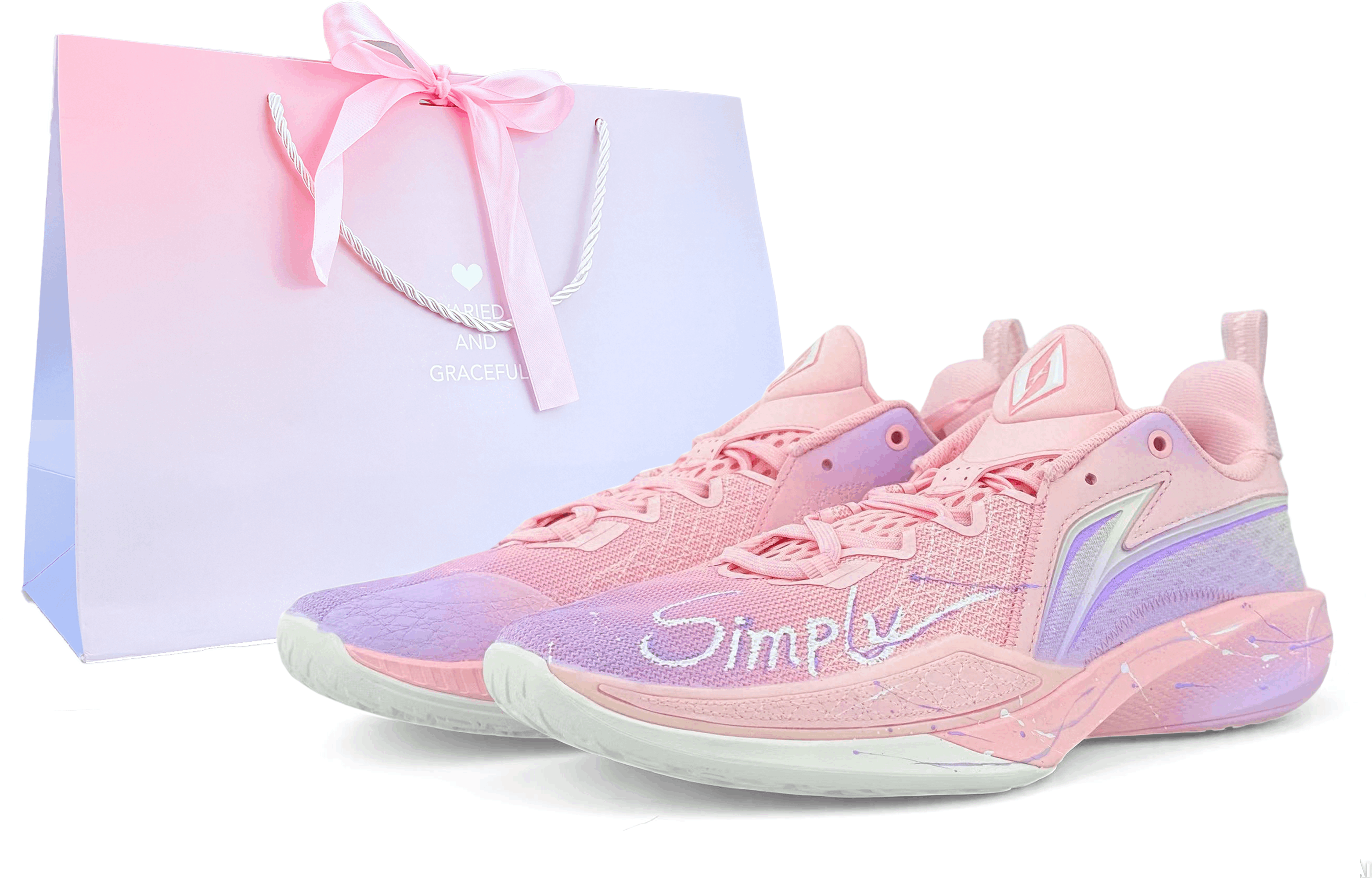 Li Ning Speed 2 Cushioning Slip Resistant Rebound Low top Basketball Shoes Men’s Pink Purple