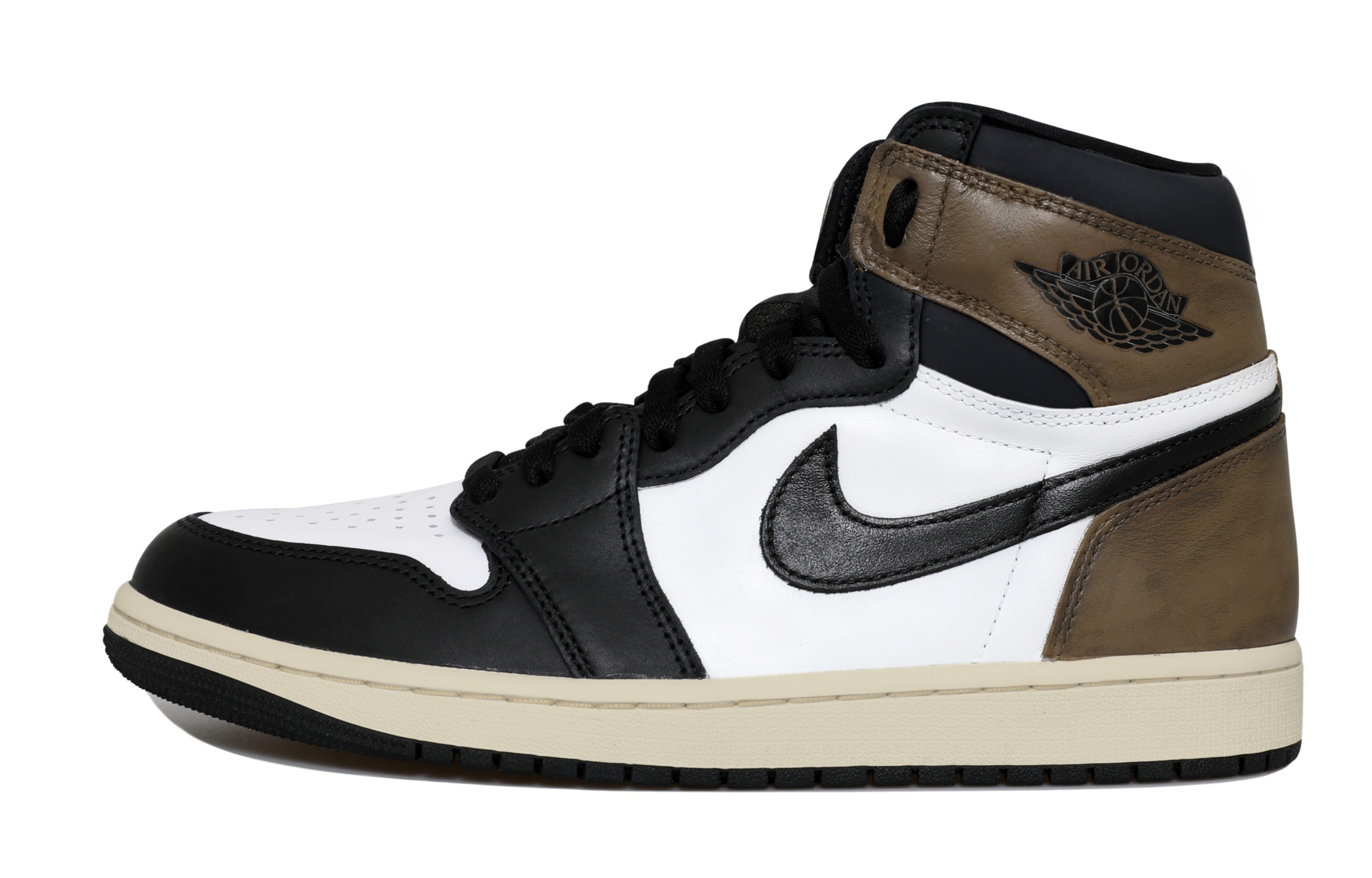 Jordan Air Jordan 1 Black Mocha Cushioning Slip Resistant Abrasion Resistant High top Vintage Basketball Shoes Men’s