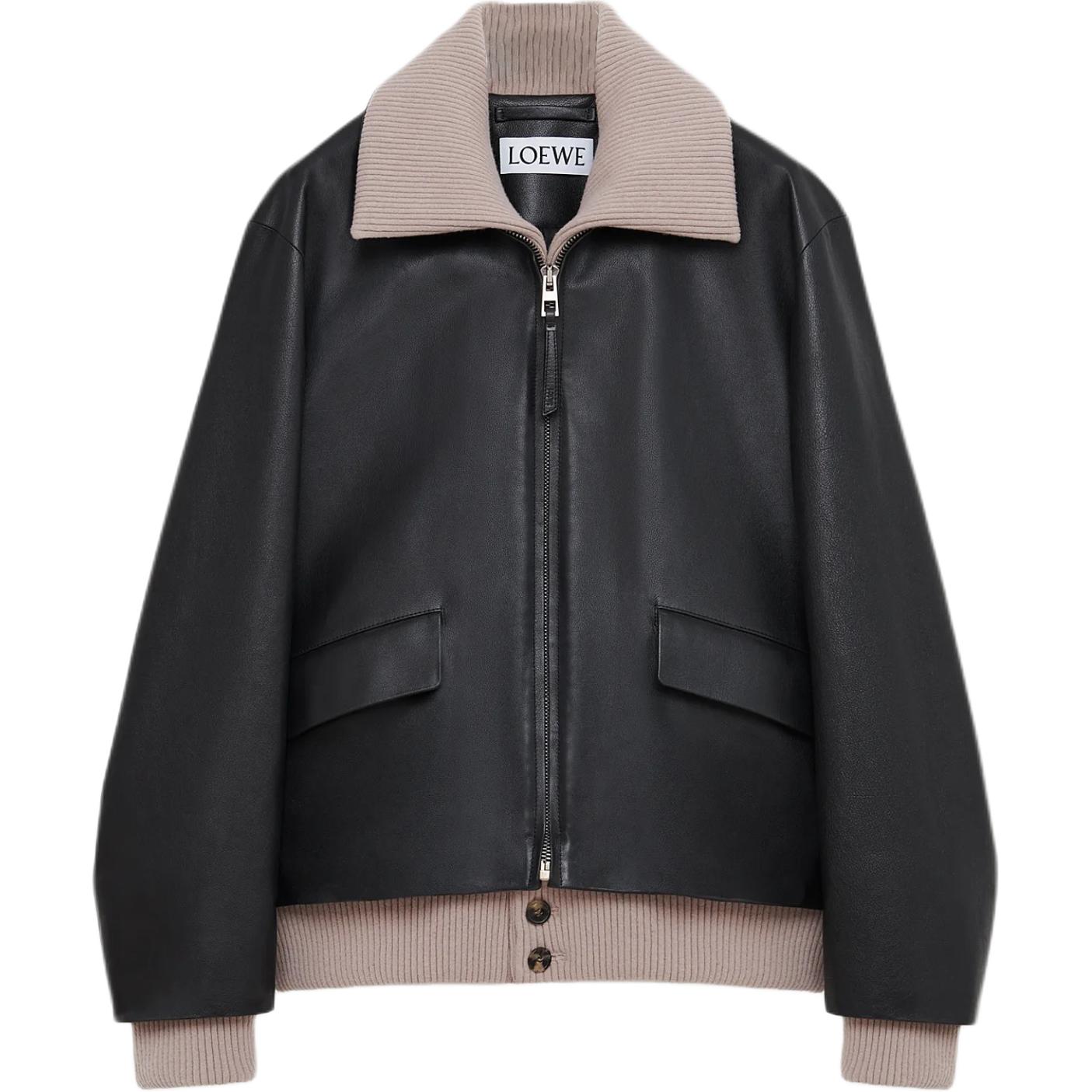 Мужская куртка LOEWE Leather Jacket (черная)