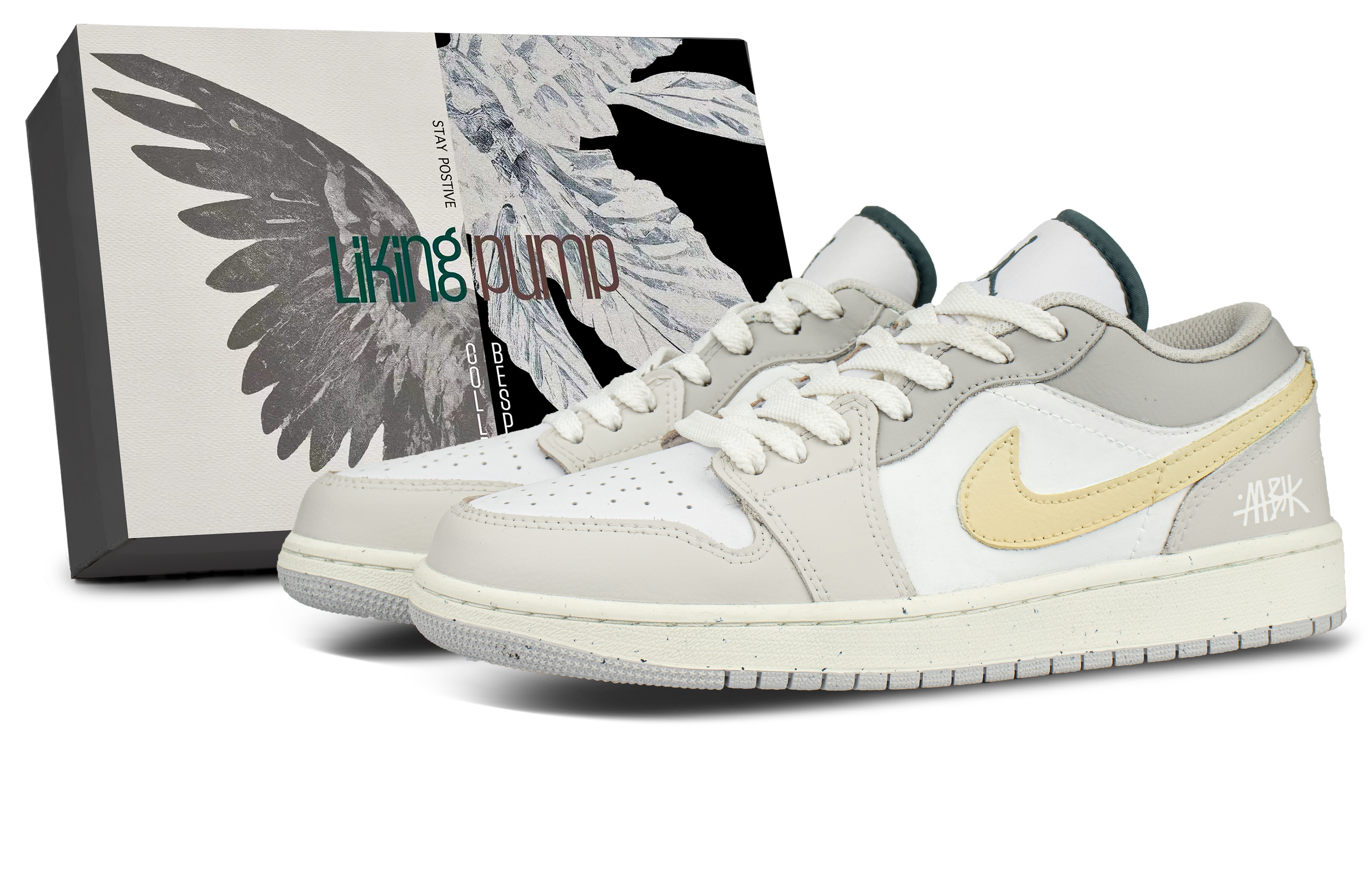 Jordan Air Jordan 1 Leather Wear resistant And Lightweight Low top Vintage Basketball Shoes Unisex