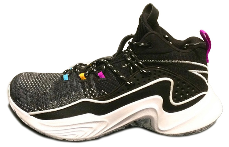 Anta Cushioning Slip Resistant Abrasion Resistant Mid top Basketball Shoes Men’s Black