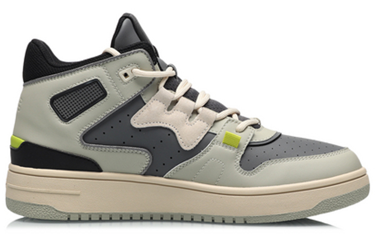 LiNing Attack Cushioned Wear-Resistant Water-Resistant Mid-Top Vintage Basketball Shoes Men’s Asphalt Gray