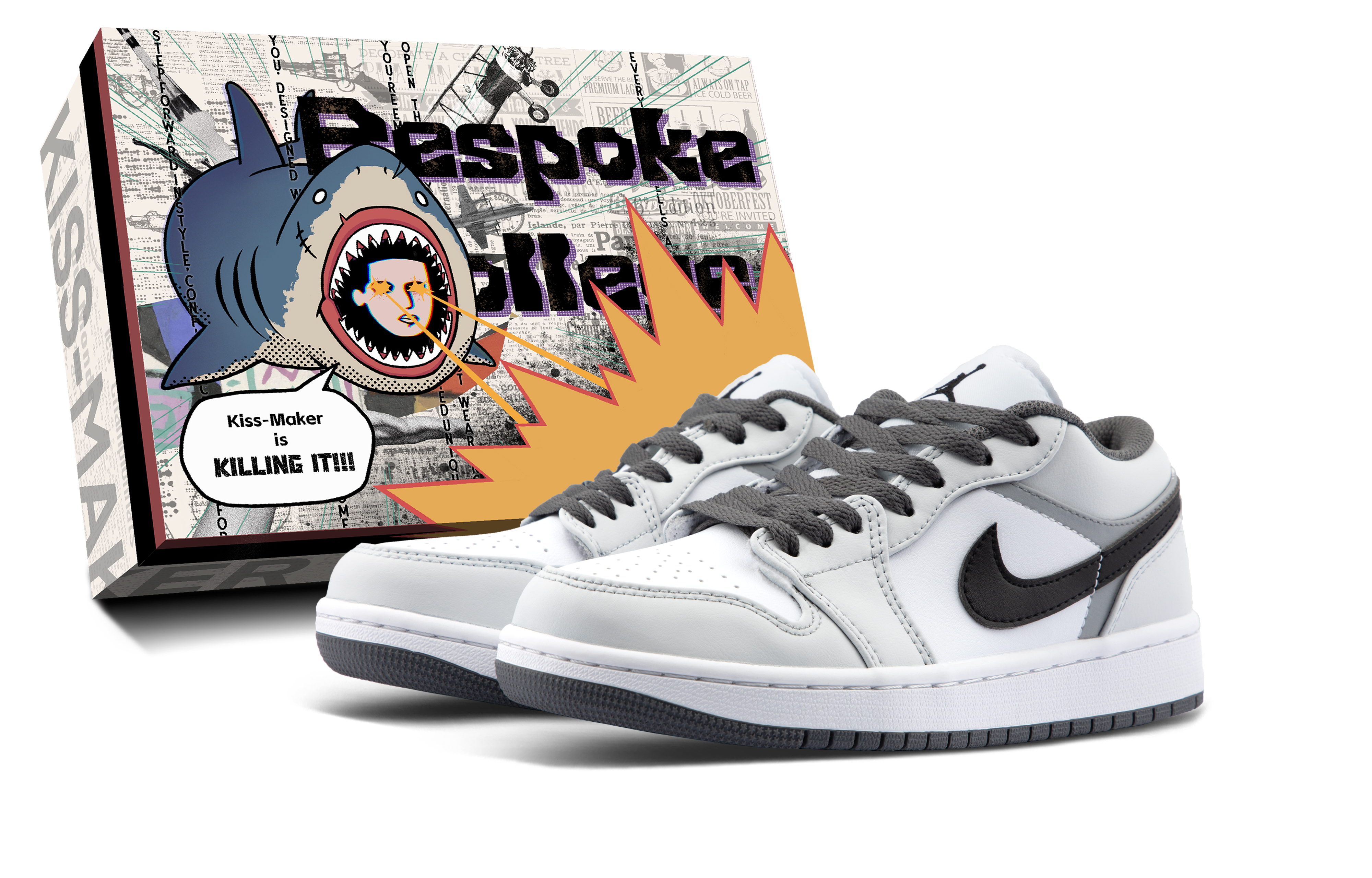 Jordan Air Jordan 1 Cushioning Low top Vintage Basketball Shoes Unisex White Gray