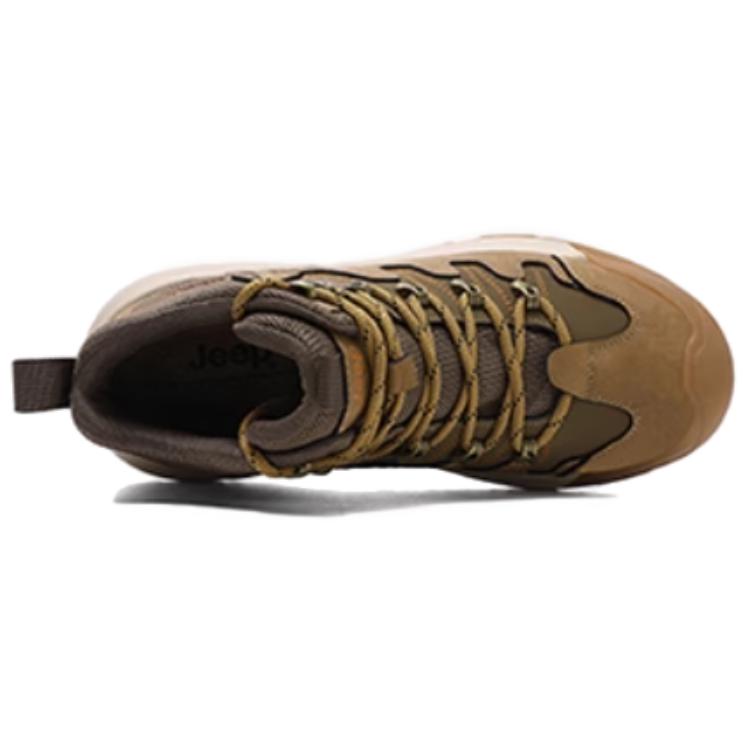 Jeep Comfortable Slip Resistant Abrasion Resistant High top Mountaineering Shoes Men’s Khaki