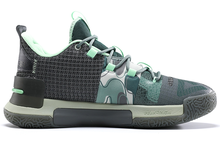 PEAK Flash Taichi Comfortable Cushioning Slip Resistant Mid top Basketball Shoes Men’s Green Aurora