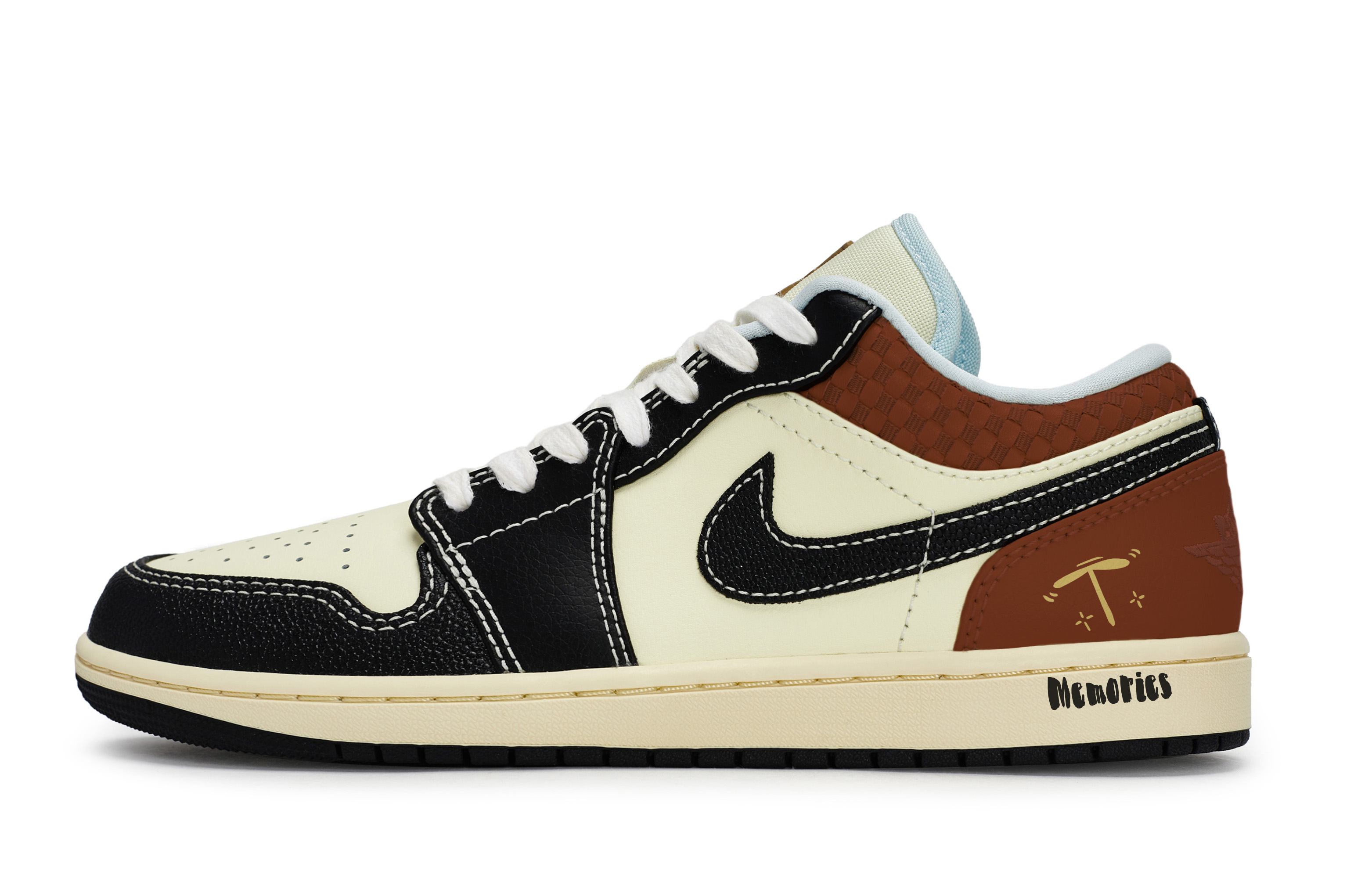Jordan Air Jordan 1 Slip Resistant Abrasion Resistant Low top Vintage Basketball Shoes Men’s Beige Black Red